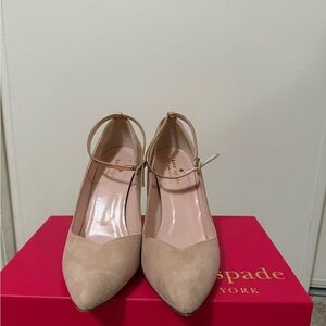 Kate Spade Tan Pointed-Toe Heels with Ankle Strap